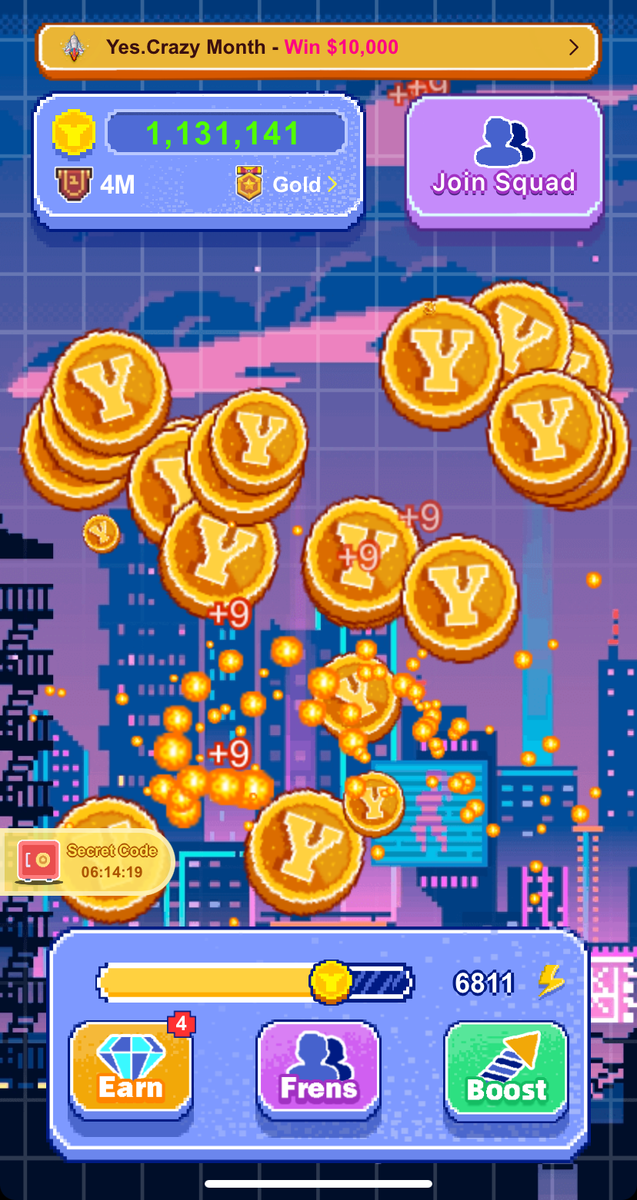 Главный экран Yescoin