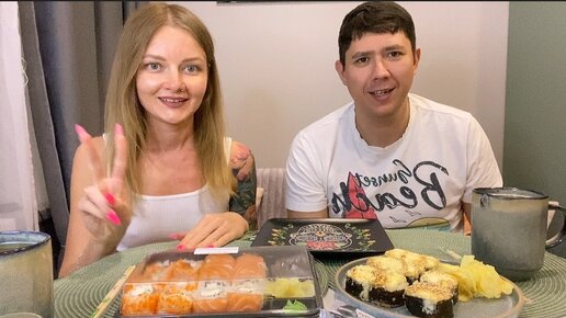 МУКБАНГ РОЛЛЫ😍🍱🍣Чудесный выходной♥️