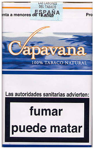 "Capavana". Испания, 2007 год. 20 штук с фильтром в мягкой  упаковке. Содержание смолы 10 мг, никотина 0,7 мг. Производитель: CITA. Владелец торговой марки: CITA.
