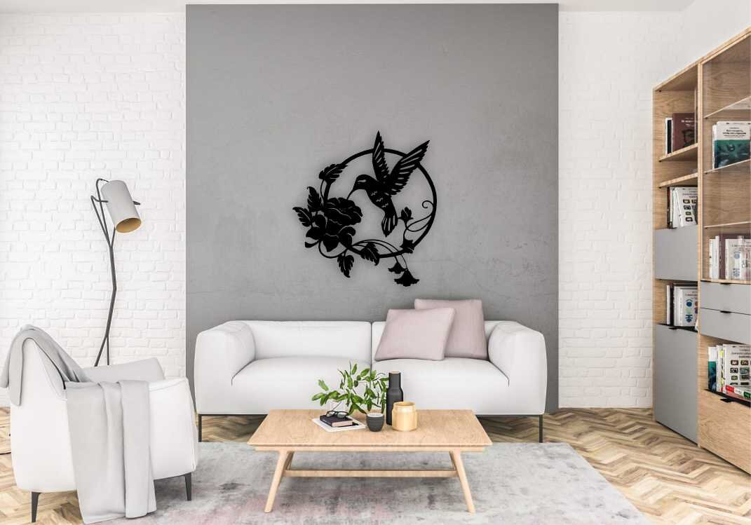 Панно из металла: Колибри. https://decorshome.ru/product/krugloe-panno-kolibri-s-cvetkom_2/