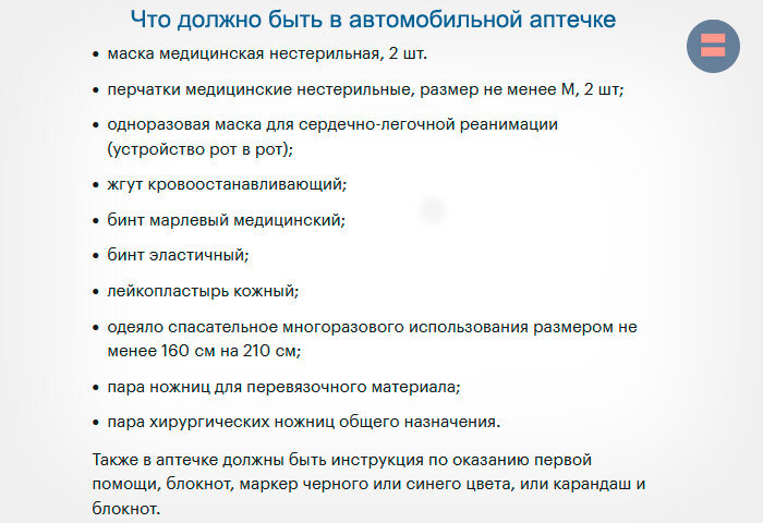 Что должно быть в автомобильной аптечке — новые требования Минздрава