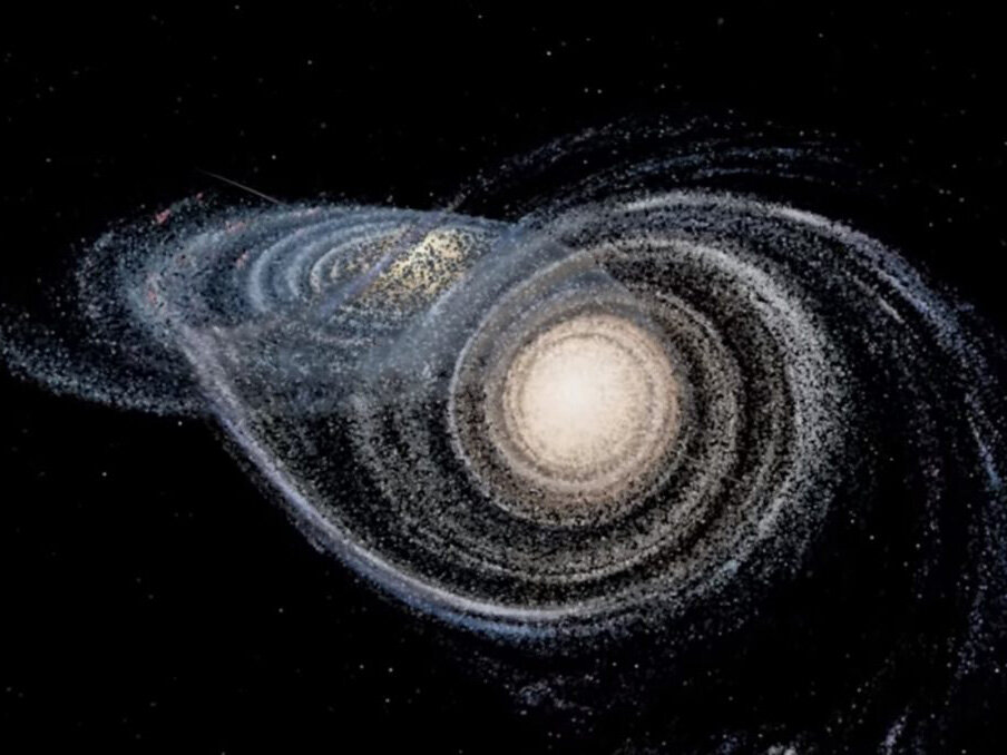 Иллюстрация: столкновение галактик