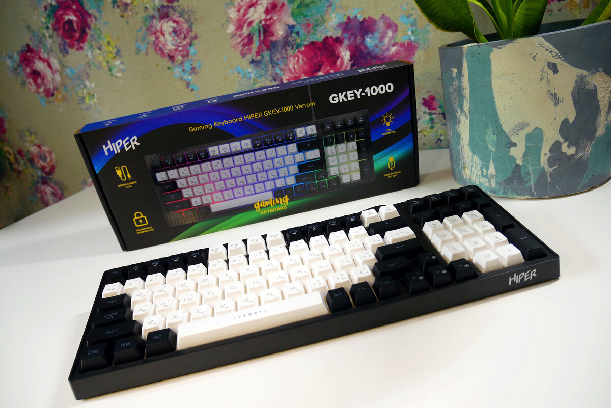 Игровая клавиатура Hiper GKEY-1000 Venom с подсветкой клавиш, мембранными переключателями и удобной эргономичной формой. Игровая клавиатура Hiper GKEY-1000 Venom оснащена мембранными клавишами.-2