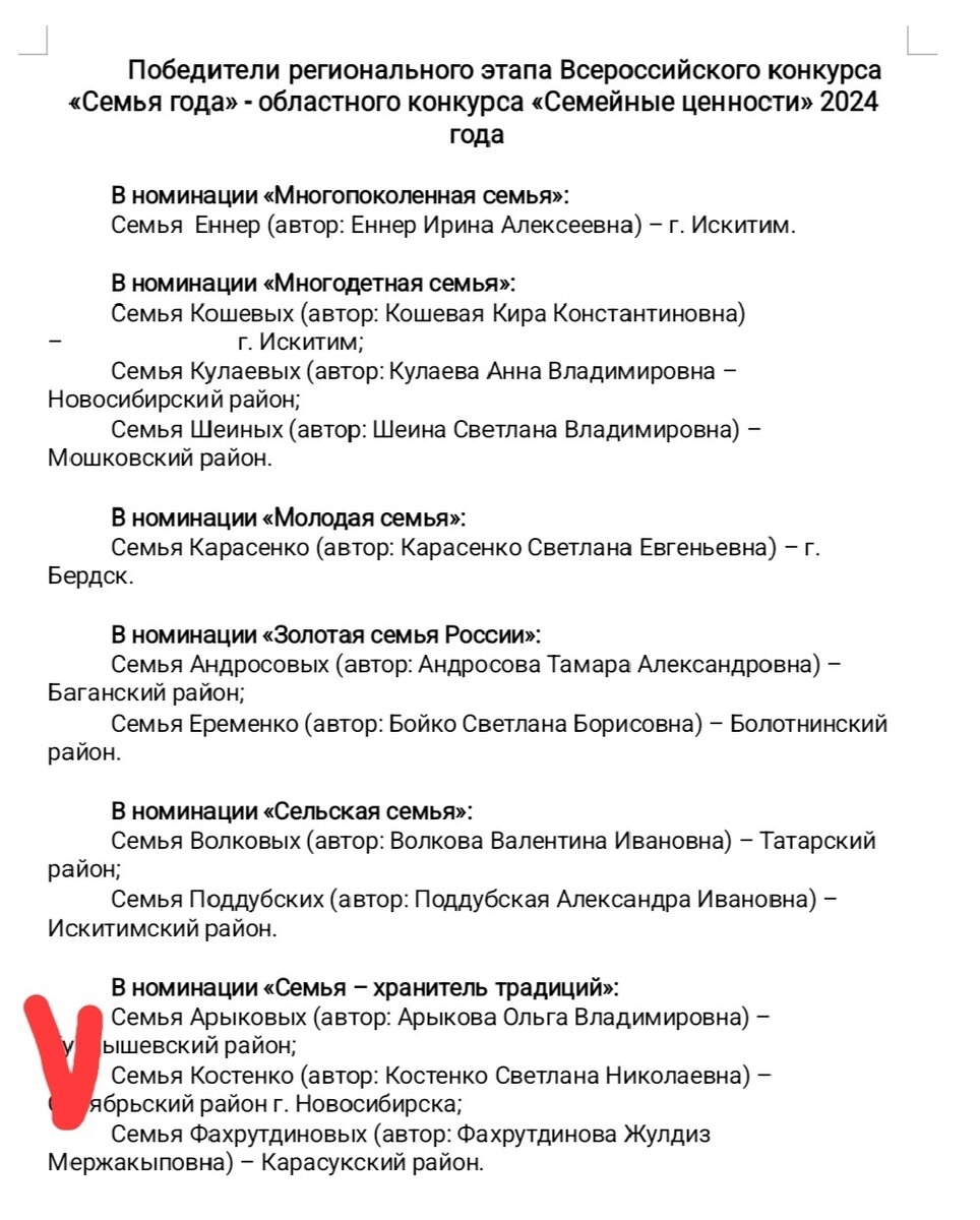 Информация о победителях конкурса