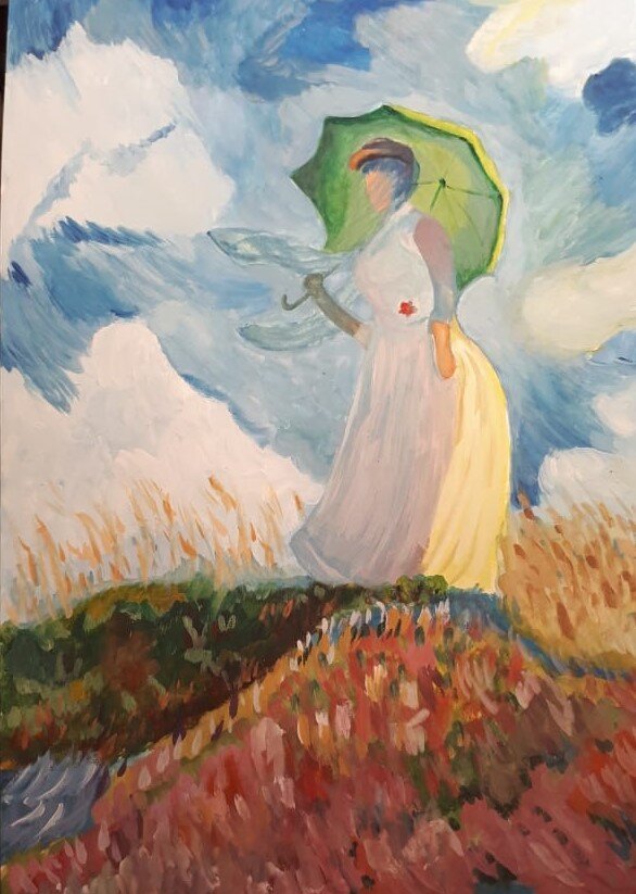 дама с зонтиком - перерисовка