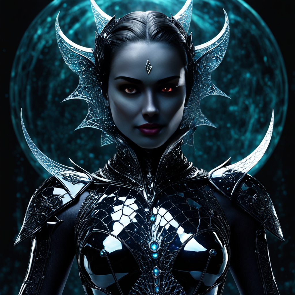 Демоническая девушка в стиле киберпанк