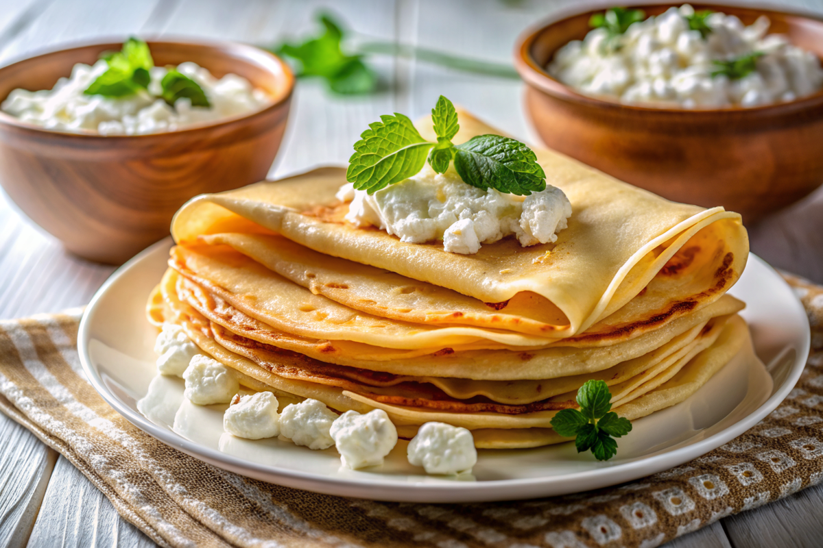 Классические блины с творогом