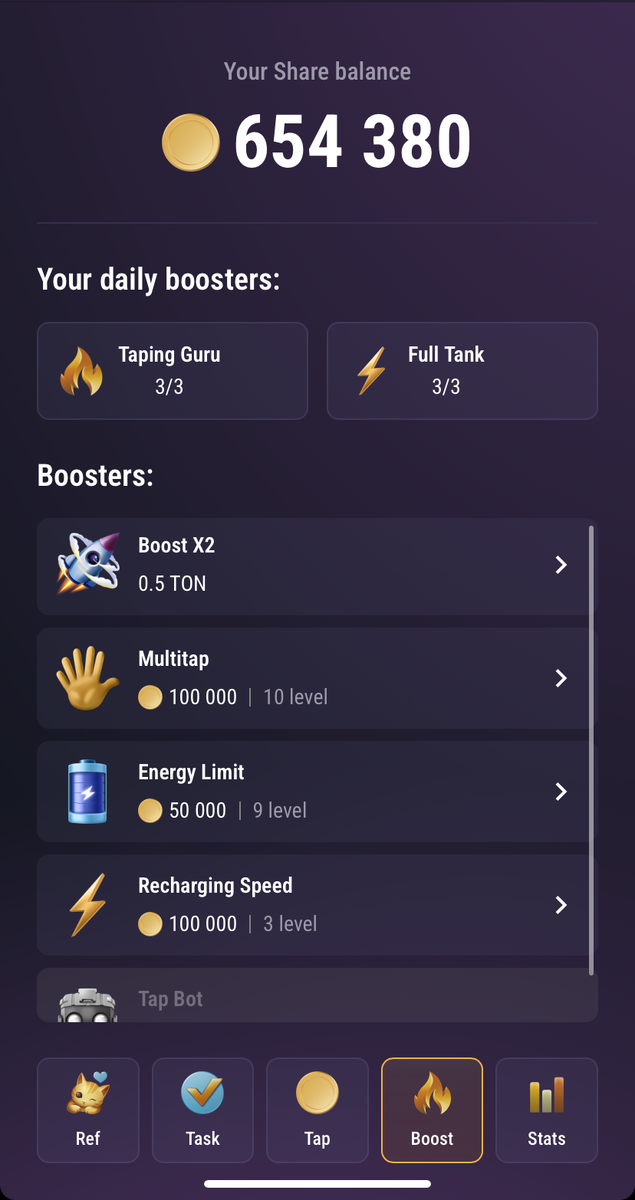 Прокачка (Boost) TapSwap