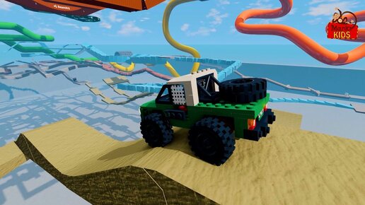 Lego Cars vs Gravity - Obstacle course. BeamNG Drive