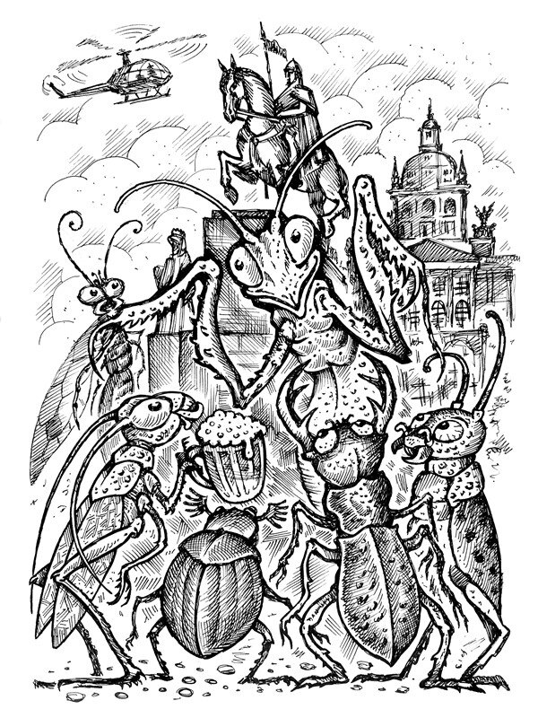 К 100-летию со дня смерти Франца Кафки (3 июля 1883, Прага, Австро-Венгрия – 3 июня 1924, Клостернойбург, Первая Австрийская Республика) / Илл.: Рисунок Вадима Касина