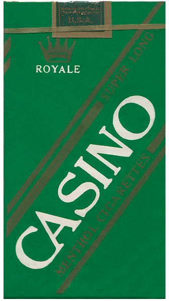 "Casino" Royale Super Long. Филиппины, 1980-е годы. 20 штук с фильтром, в мягкой упаковке и в  целлофане. Производство: Завод A 5-421. Владелец торговой марки: "Associated Anglo-American Tobacco Corporation".
