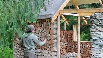 Постройка сказочного лесного домика из камней и поленьев своими руками и своим методом