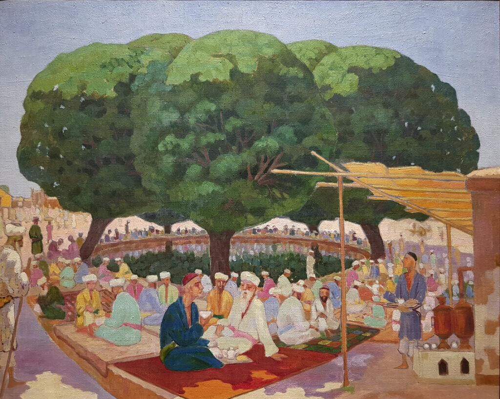 Чайхана у хауза под карагачами. Николай Карахин. 1920-е