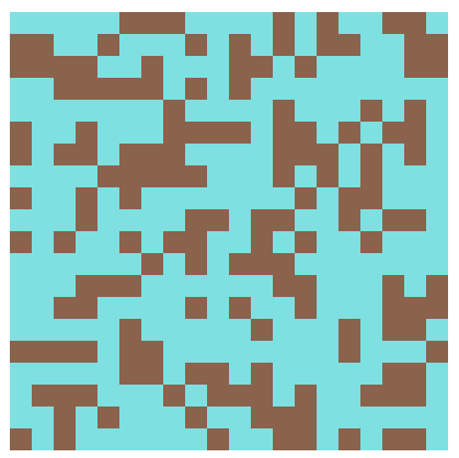 Коричневым цветом закрашены острова, бирюзовым - вода.