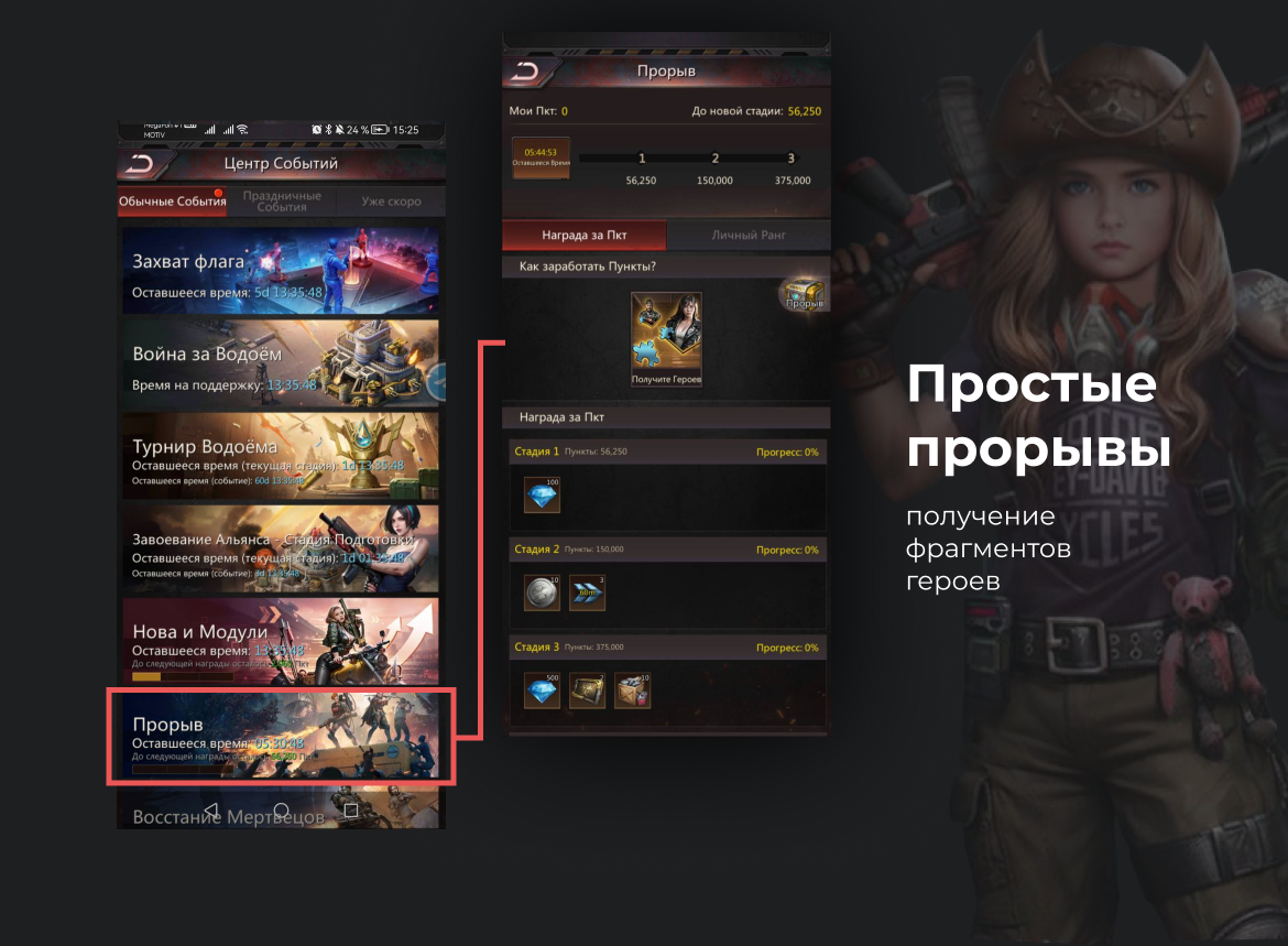 Прорыв на героев в игре Puzzle Survival