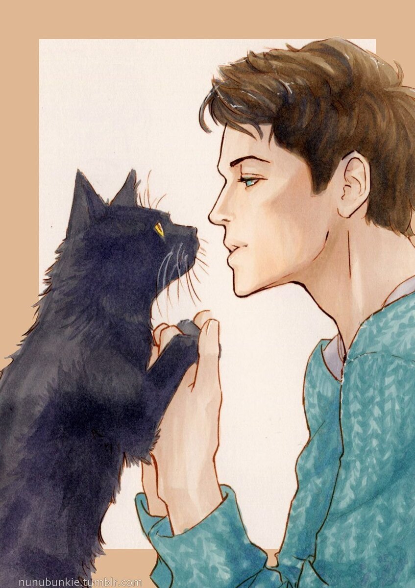 просто парень с котом, рисунок взят в пинтересте.