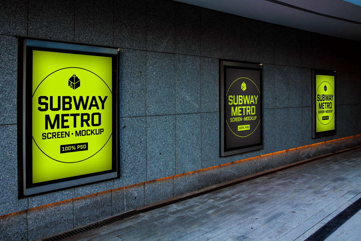 Эффективная наружная реклама Subway Metro представляет собой яркие и заметные экраны, размещенные в подземных переходах, что привлекает внимание проходящих мимо людей и потенциальных клиентов. 