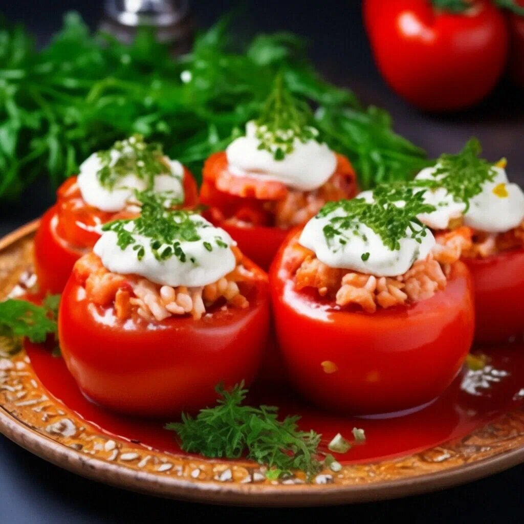 Это вкусно! Закуска на стол - фаршированные помидоры. | Самогон Саныч | Дзен