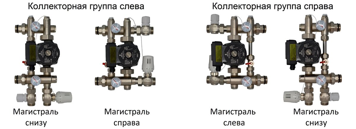 НСУ Компакт-Б: левое или правое подключение коллекторной группы. Магистраль сбоку или снизу.