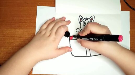 Милый котик. Рисую бумажный сюрприз с котом. ❤❤❤