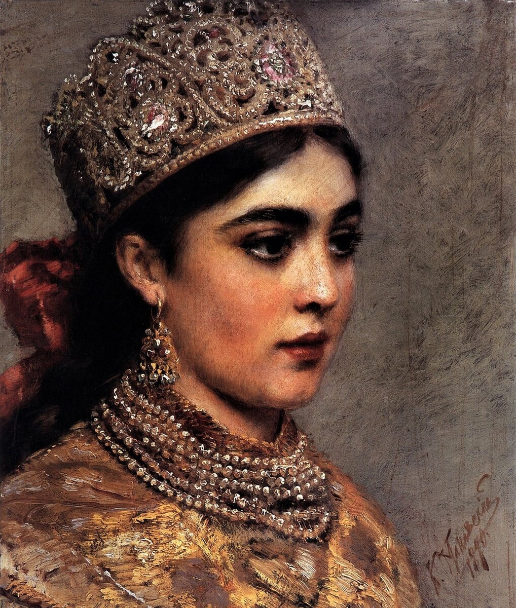 Боярышня                                                                                                                                                         худ. Маковский К.Е. (1890)