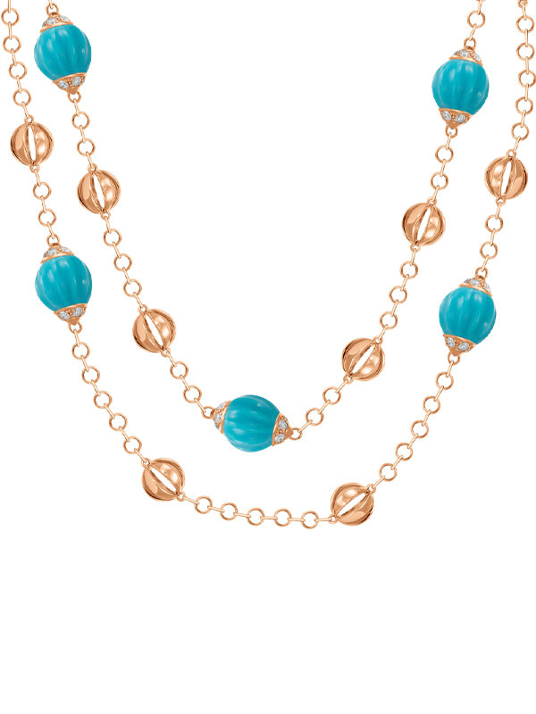 Колье Casato Boutique из розового золота с бриллиантами и бирюзой