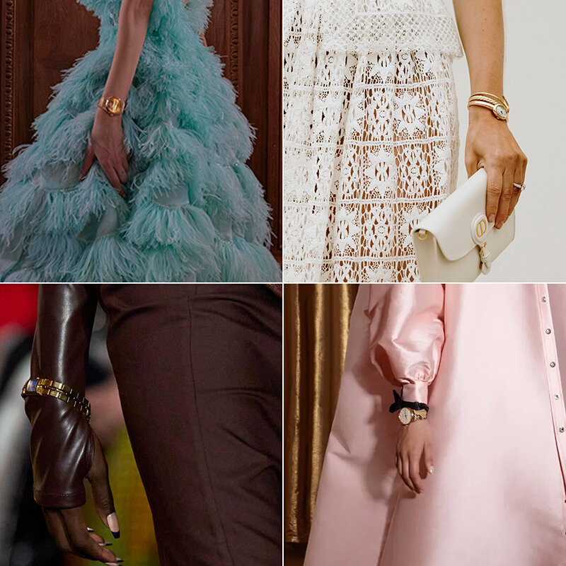 На фото по часовой стрелке детали с показов: Tamara Ralph Couture, Dior, Alexis Mabille, Luar Clo