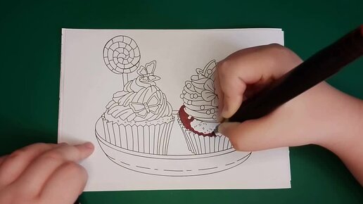 Пирожные. Раскраска для детей - Cupcakes. Coloring book for children ❤❤❤