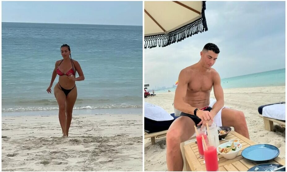    Вот такие фотки постят Роналду и его подруга, когда вся сборная Португалии пашет на тренировках. Фото соцсети