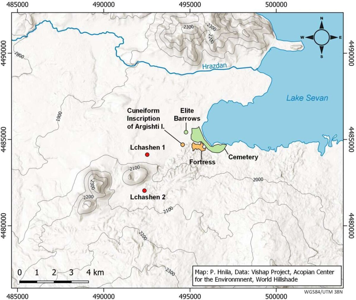    Карта археологического участка Лчашен / © A. Bobokhyan et al., Journal of Archaeological Science: Reports