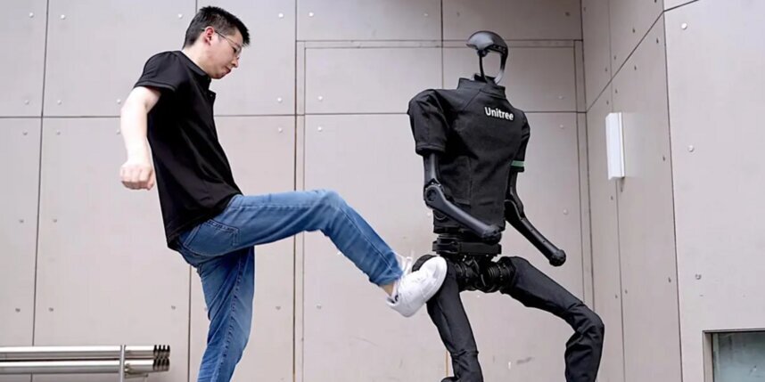    Андроид H1 отлично держит равновесие. unitree robotics.