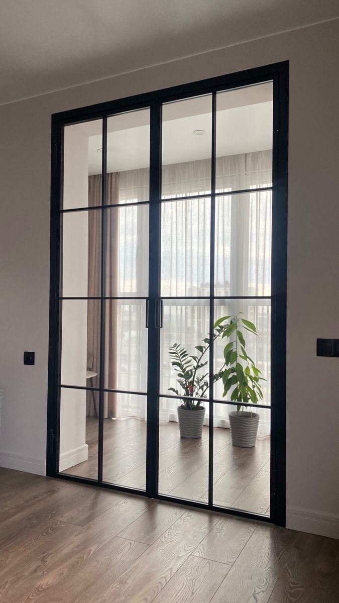 Распашные стеклянные двери