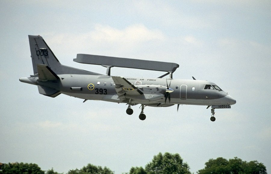 Разведывательный самолет системы воздушного предупреждения и управления AWACS шведских ВВС Saab S100D - Фото: IMAGO/Björn Trotzki/TASS