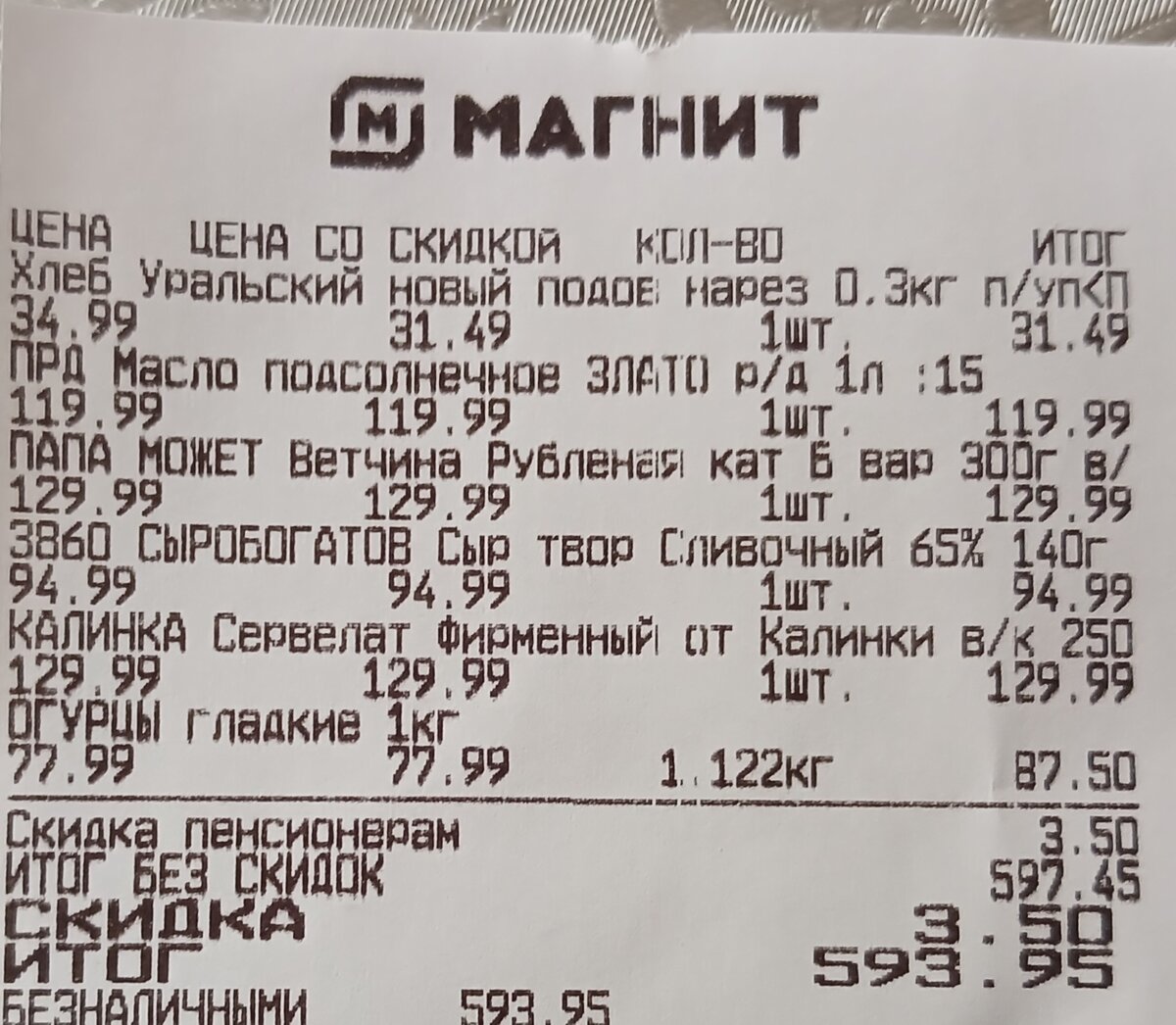 Пенсионерам скидка только на хлеб в покупке. Фото автора