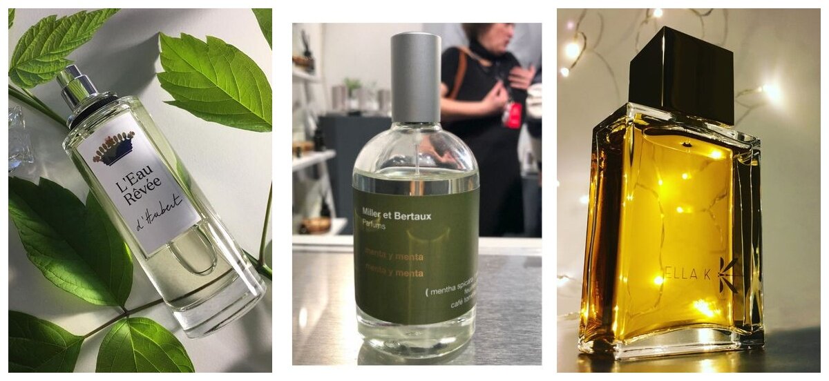 L'Eau Rêvée D'Hubert Sisley, Menta y Menta Miller et Bertaux, Ella K Parfums Poeme de Sagano.