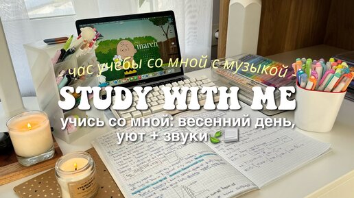 1 HOUR STUDY WITH ME 🫧🍵 [учись со мной] с музыкой, в реальном времени