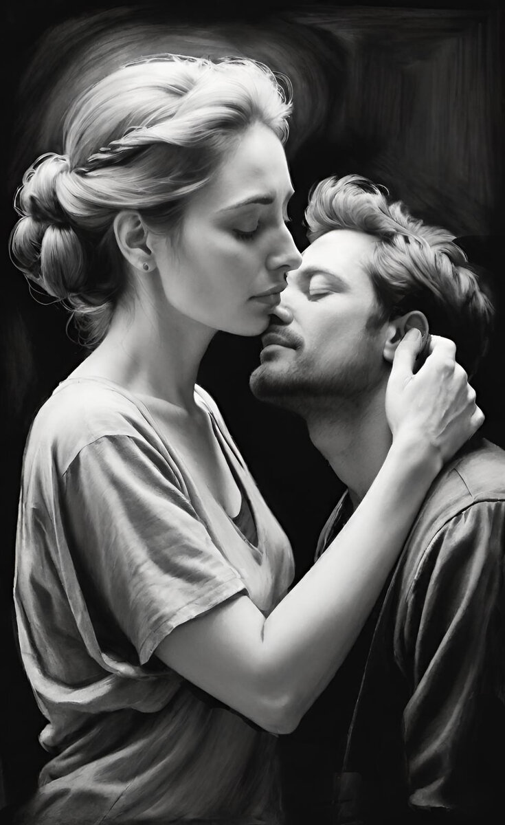 На твоей груди. Илл.страция создана с помощью нейросети DreamAI и программы Photoshop.