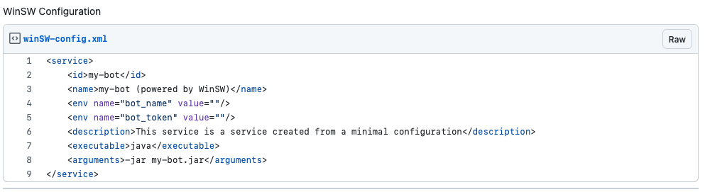 Конфигурация службы