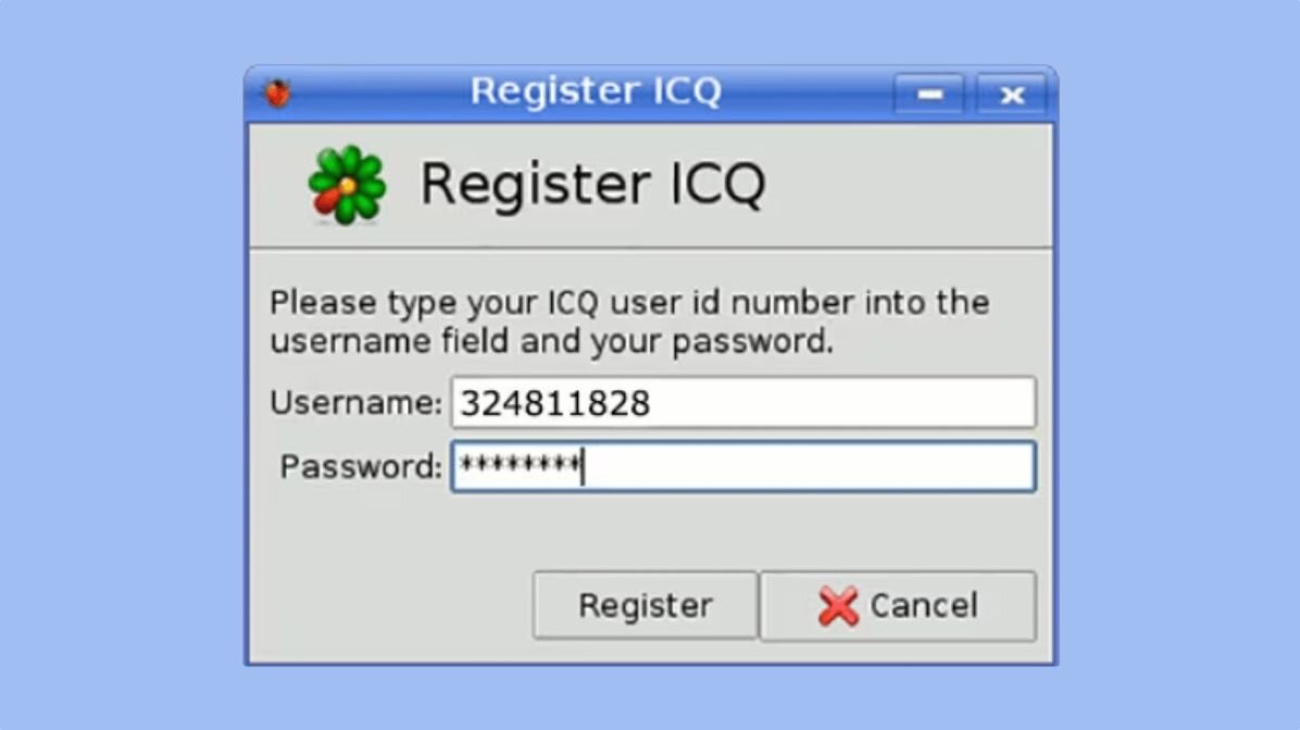 Окно входа в ICQ