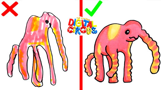 Как нарисовать Jelly Elephant из Amazing Digital Circus Episode 2 правильно и неправильно