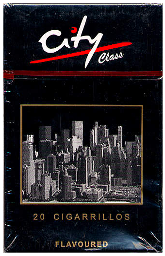 "City" Class. Парагвай, 2004 год. 20 штук с фильтром в боксе и в целлофане. Смола 12 мг, никотин 1 мг. Производитель: "Tabacalera San Francisco S.A.". Владелец торговой марки: "Tabacalera San Francisco S.A.".