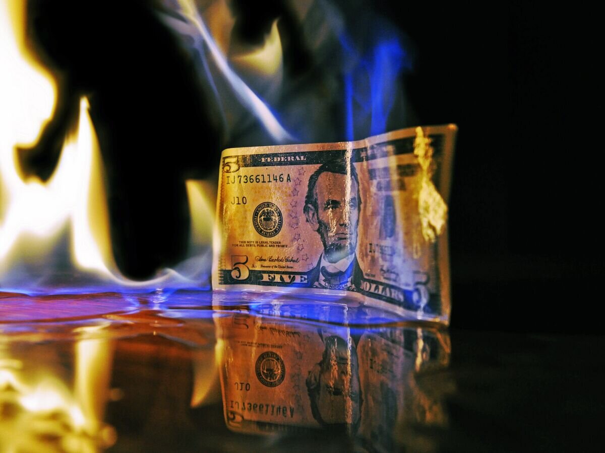    Пятидолларовая купюра в огне© CC BY 2.0 / Mike Poresky