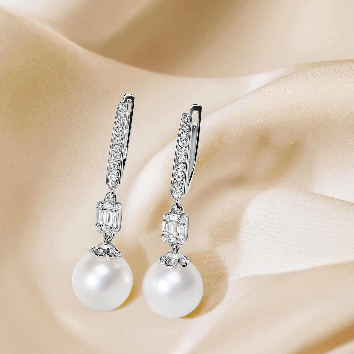 Серьги MIUZ Diamonds с жемчугом и бриллиантами