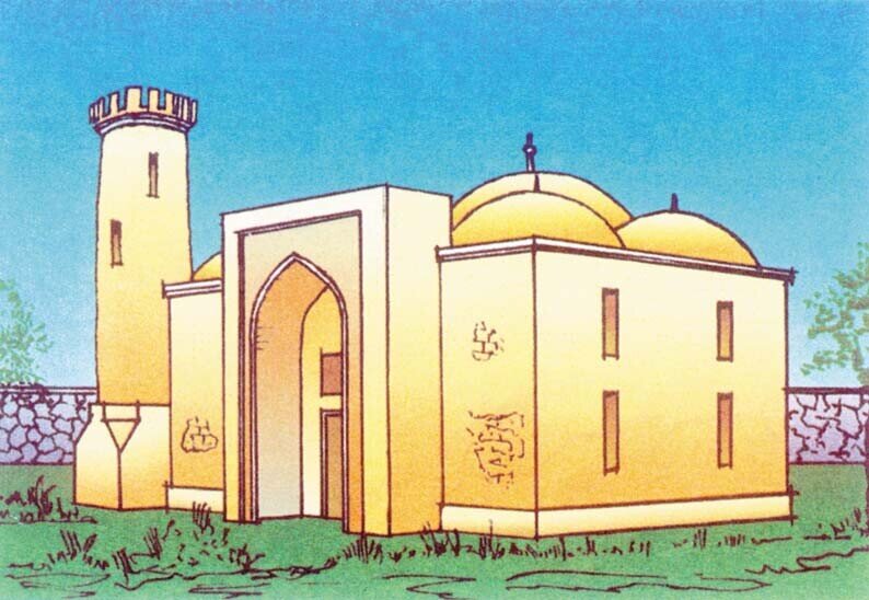 
Дворец-дом феодала из Сувара. X – XIV вв. Реконструкция Ф.Х. Валеева на основании раскопок А.П. Смирнова
Источник: сувары.рф