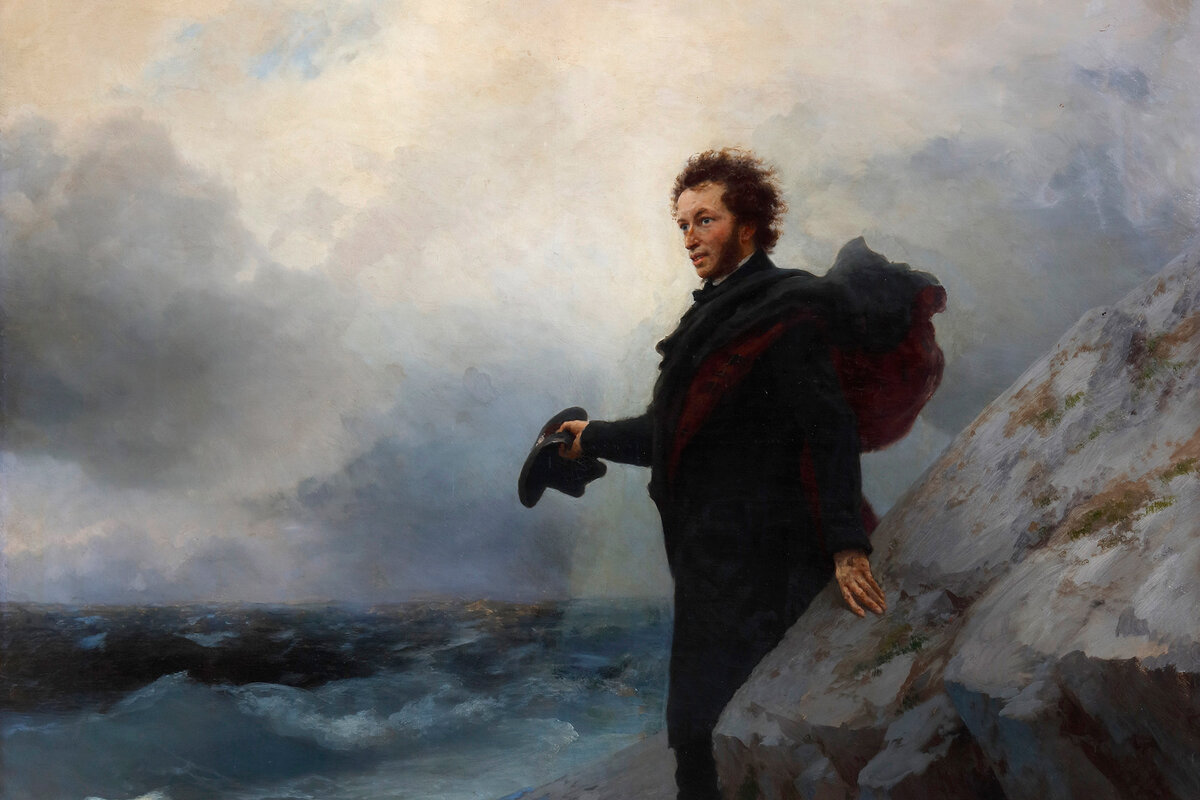    И.К. Айвазовский, И.Е. Репин «Прощание Пушкина с морем», 1887 год.  Работа находится в собрании Всероссийского музея А. С. Пушкина в Санкт-Петербурге