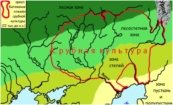 Карта очертаний срубной культуры