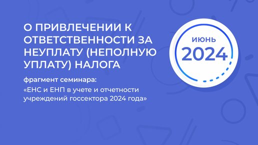 ЕНС и ЕНП в учете и отчетности учреждений госсектора 2024 года