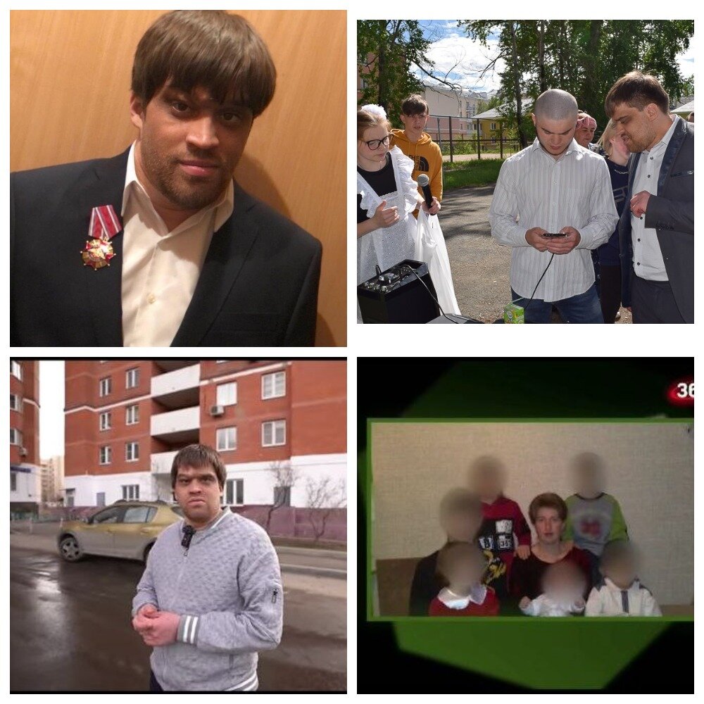 На фото  волонтер, сирота-инвалид Александр Мусин и Наталья Патока с не  "своими детьми".