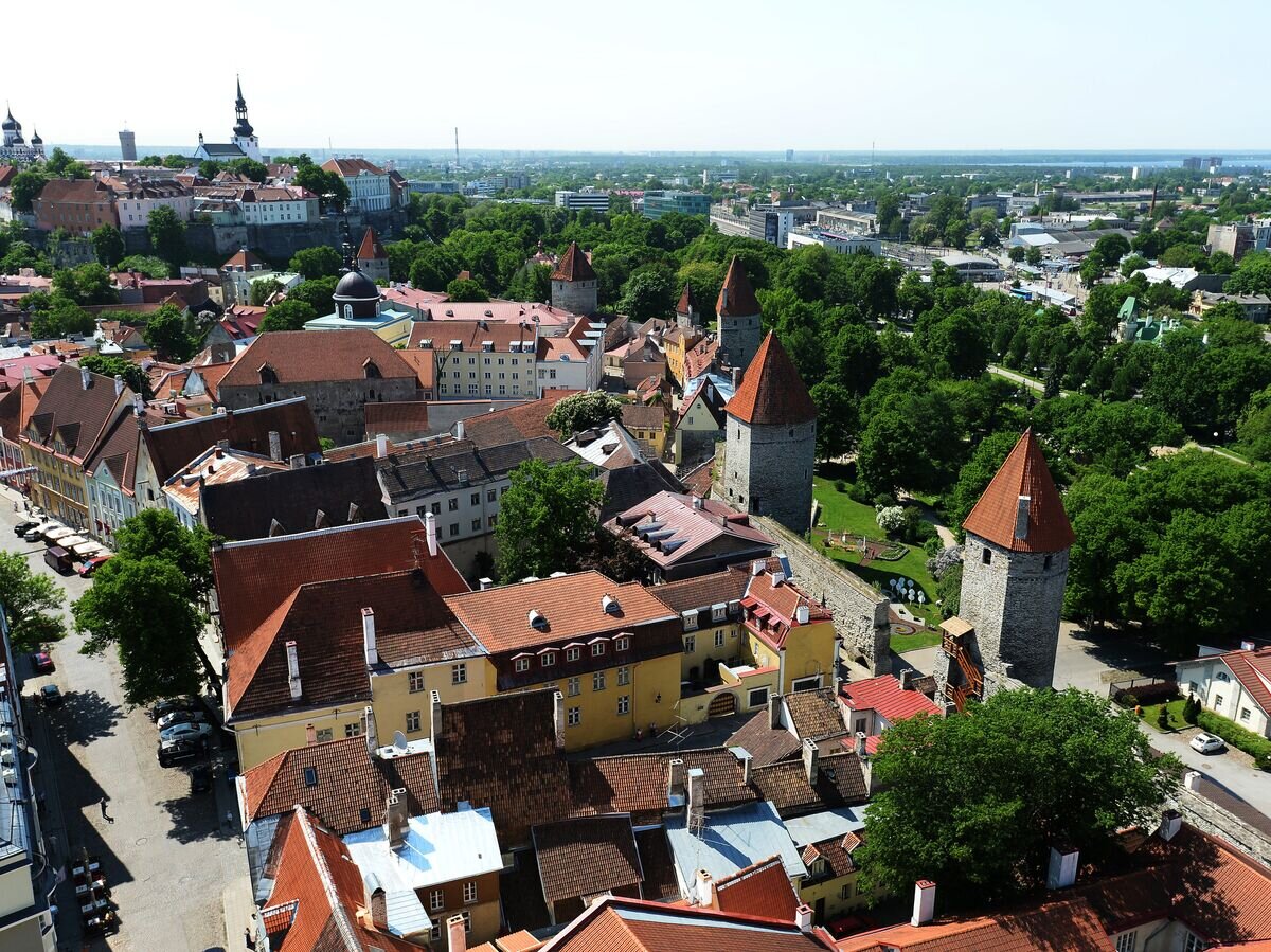    Вид на Старый город с верхушки церкви Олевисте - самого высокого строения средневековой Европы© РИА Новости / Владимир Песня