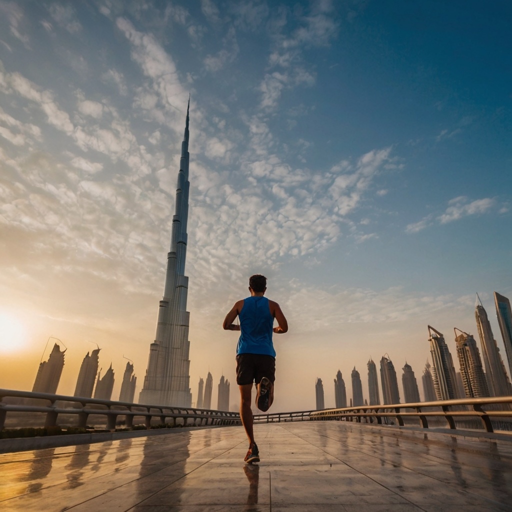 Бег на рассвете в Дубае, так это видит ИИ